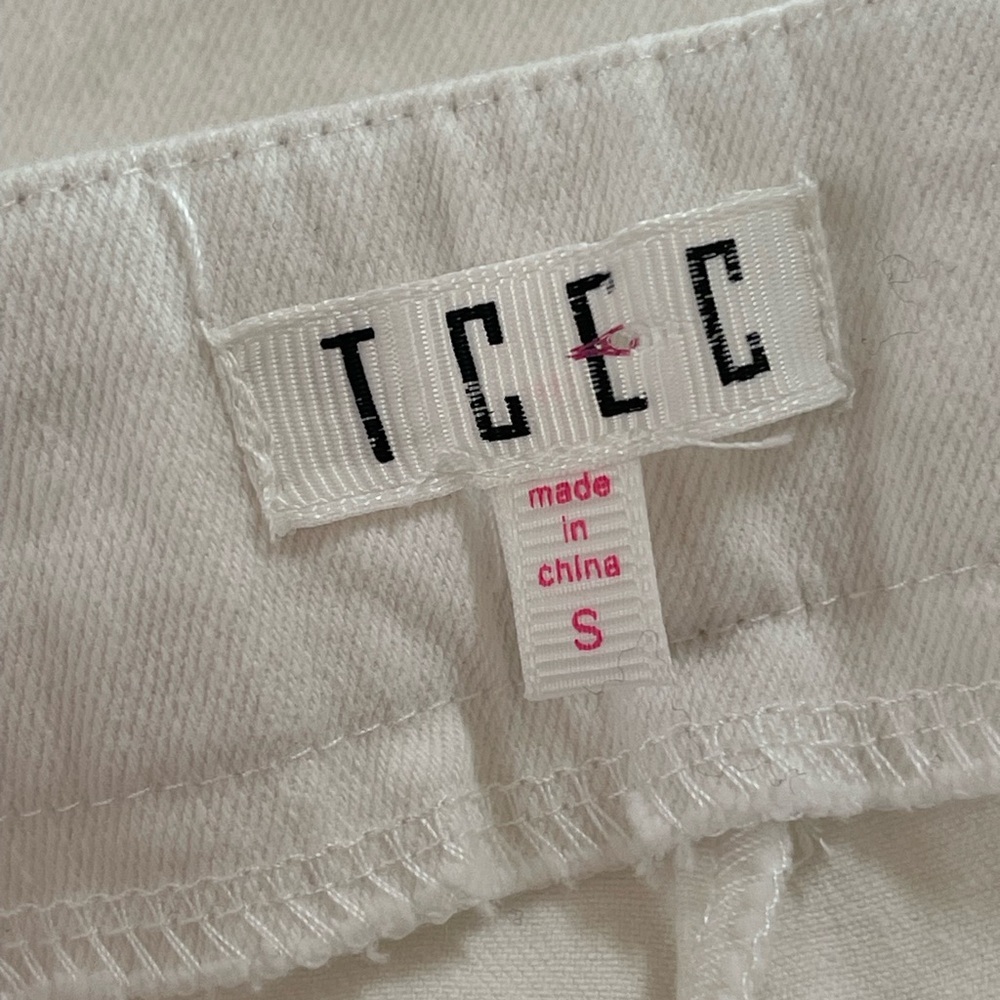 TCEC White Sailor Style Flared Pants with Large Buttons Detail Sz S Side Zipper - Picture 8 of 10